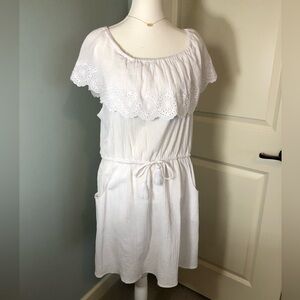 NWT! Talbots Eyelet Lace Off the Shoulder 100% Cotton Beach Cover Dress. XL